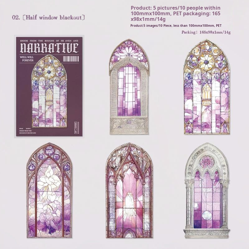 0523 Flower Window Narrative PET Sticker -10Pcs each pack