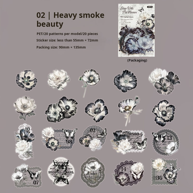 0530 Flowers PET Sticker -20Pcs each pack