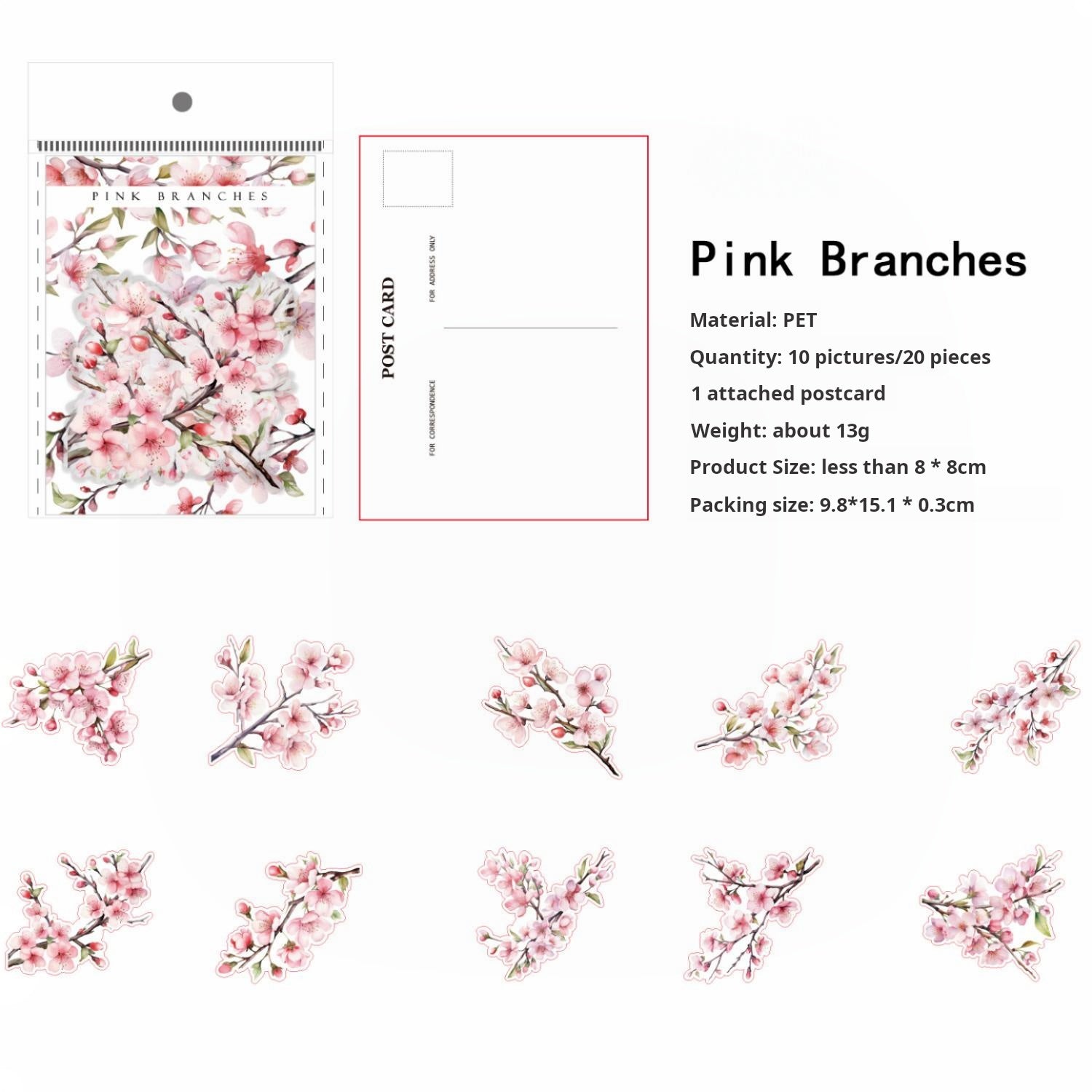 0620 Branches PET sticker -20Pcs each pack
