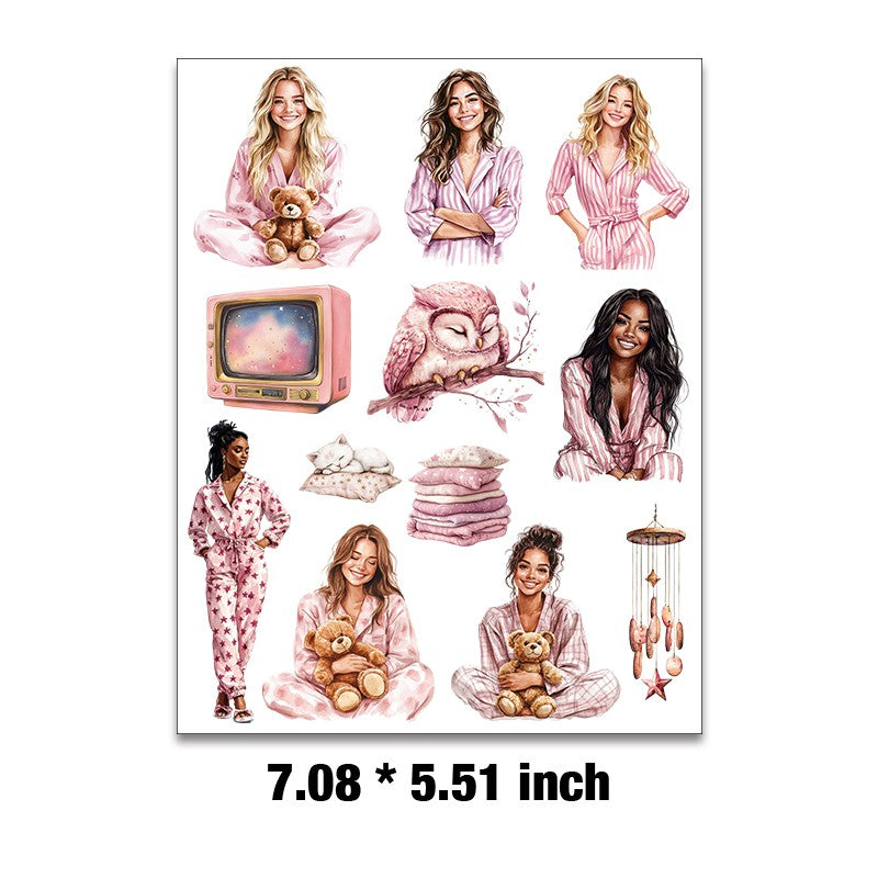 E-173- Pink Girls Embossed sticker 1 Pcs