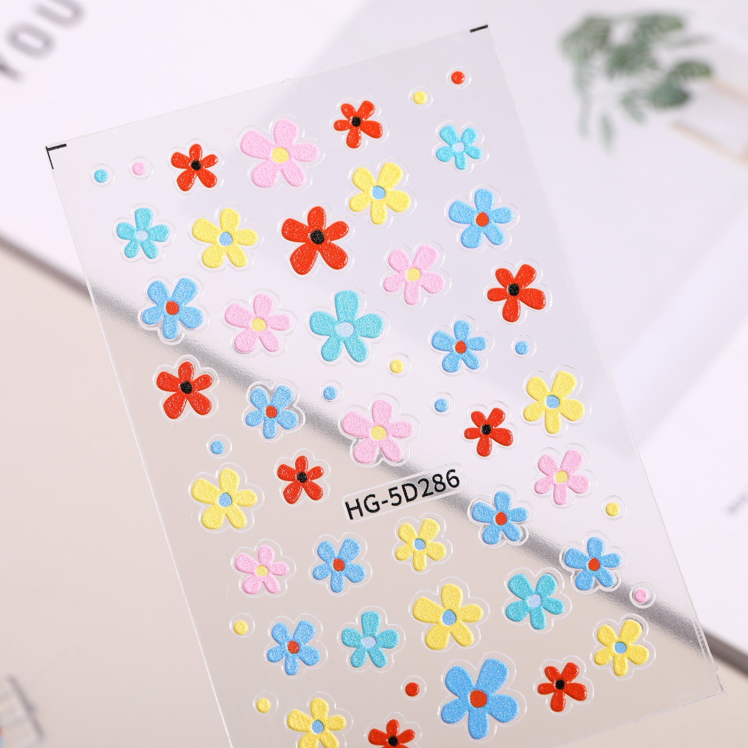 1208 M272- Colorful flowers Embossed Mini sticker 1 Pcs