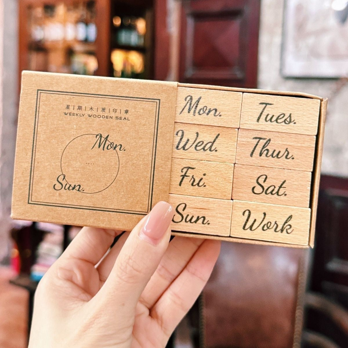 Wooden English Months and Weekdays Stamps