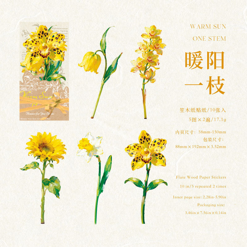 Flowers for You Cardstock Stickers -10Pcs each pack