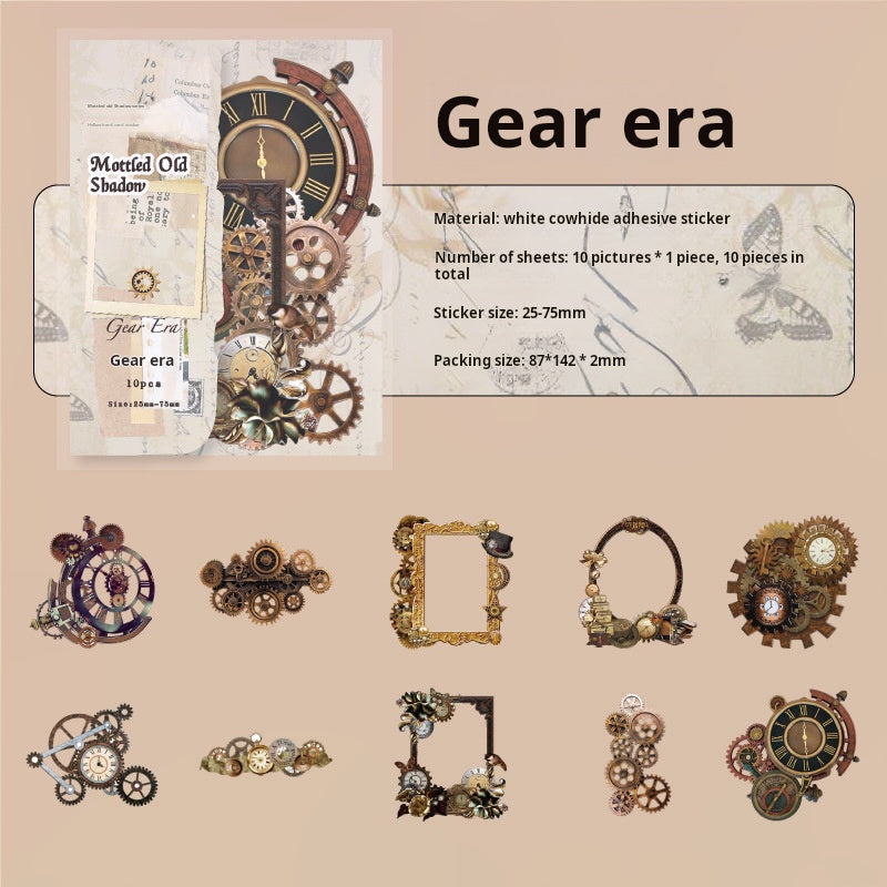 0814 Vintage cardstock die cut Sticker -10Pcs each pack