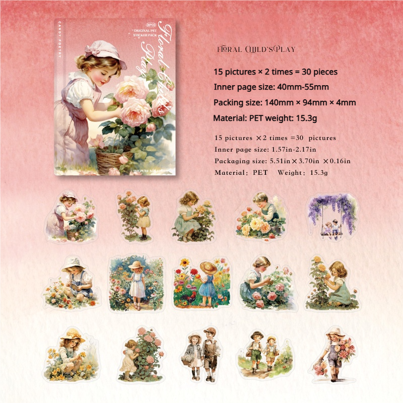 0815 Childhood time PET Sticker -30Pcs each pack