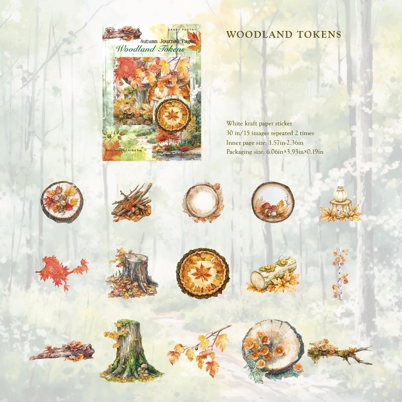 1018 Autumn forest cardstock sticker -30Pcs each pack