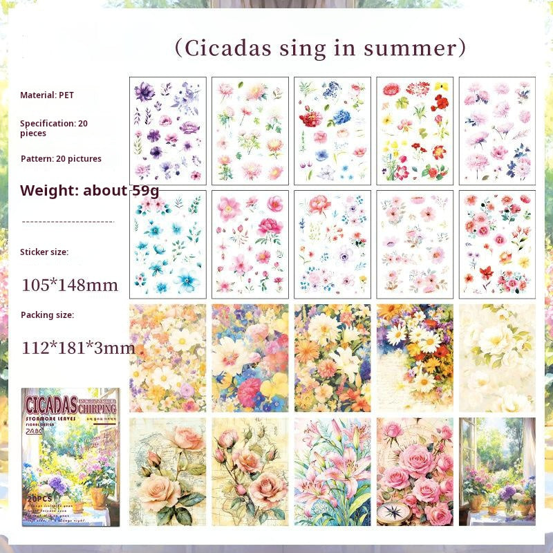 0524 Garden precut PET Sticker book -20Pcs each pack
