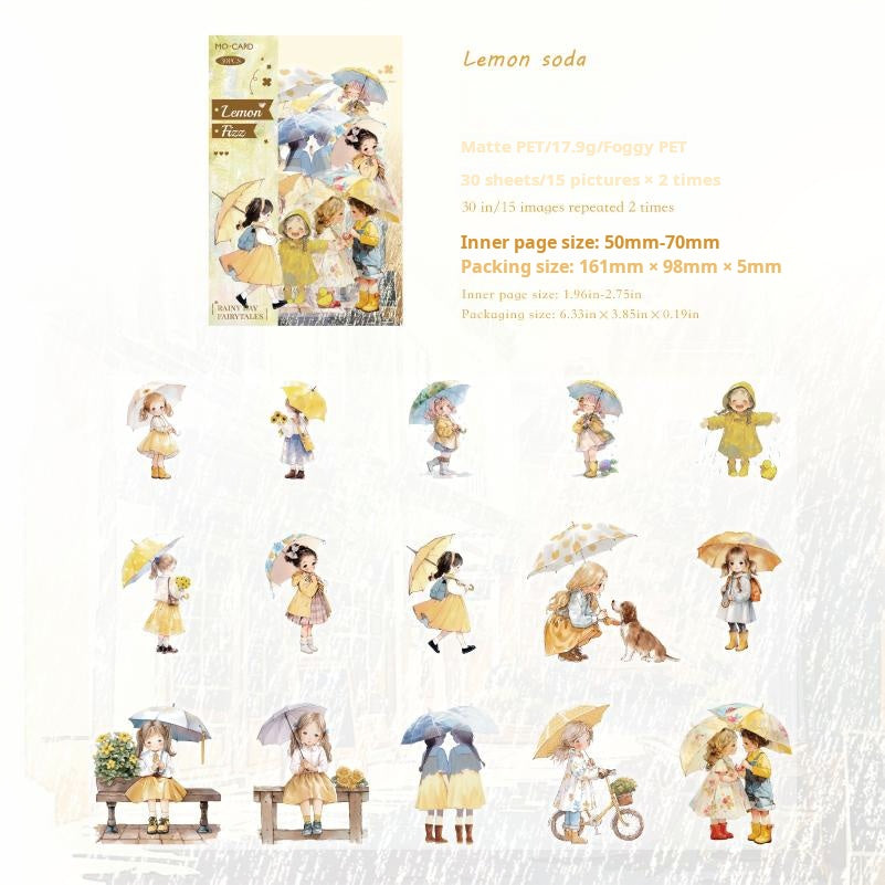 0920 Rainy season fairy tale PET Sticker -30Pcs each pack