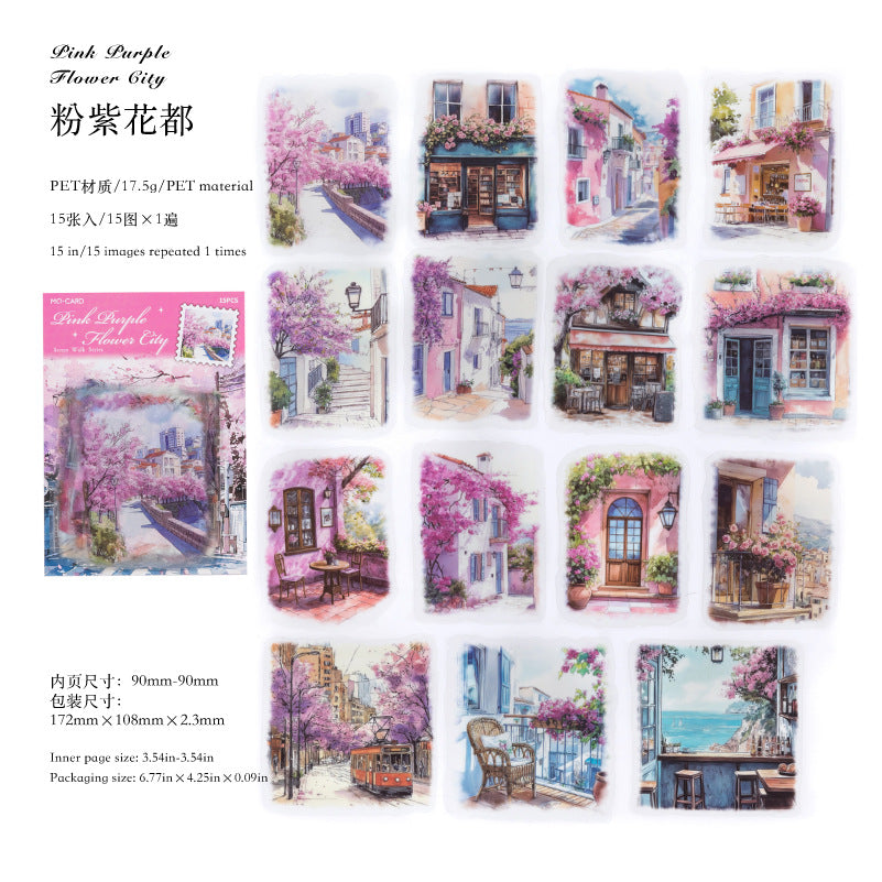 0516 Street Walking PET Sticker -15Pcs each pack