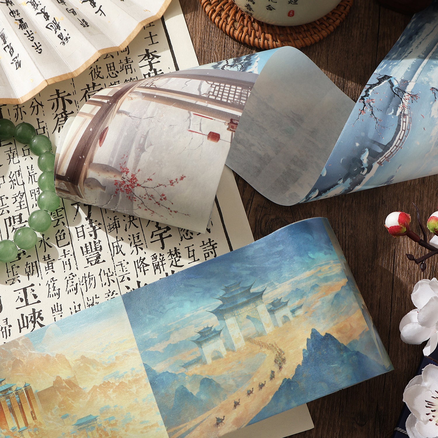 1216 Yunmeng Mountains and Rivers Washi Tape Set 4 rolls 8cm*2.2m