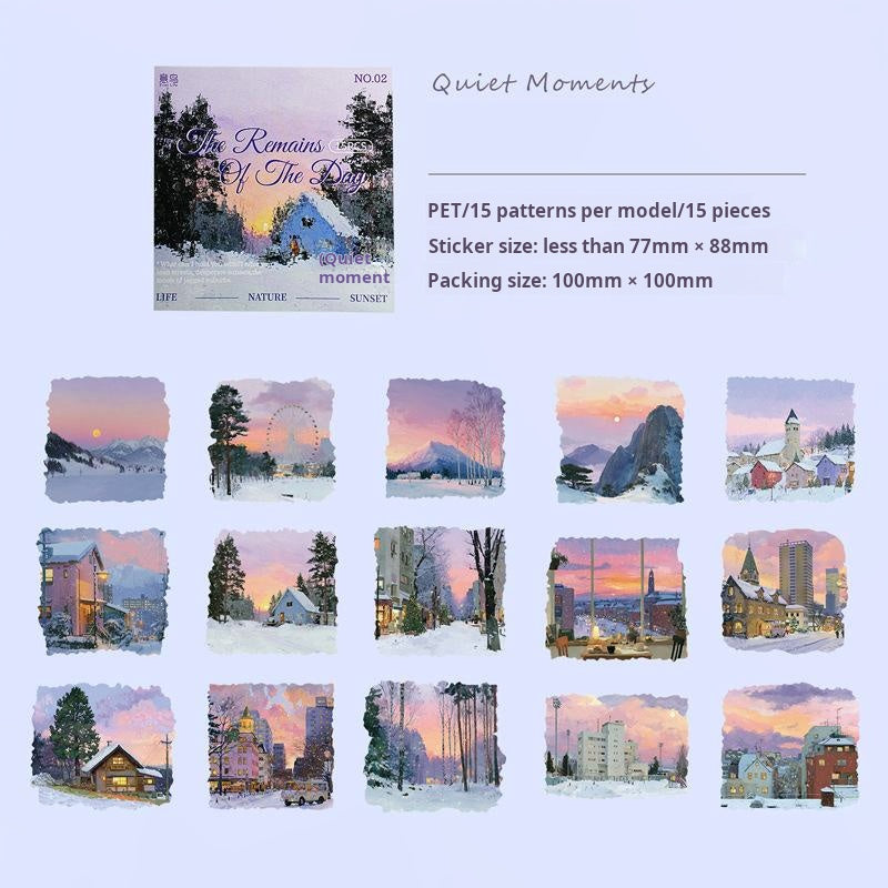 1023 Small town scenery PET sticker -15Pcs each pack