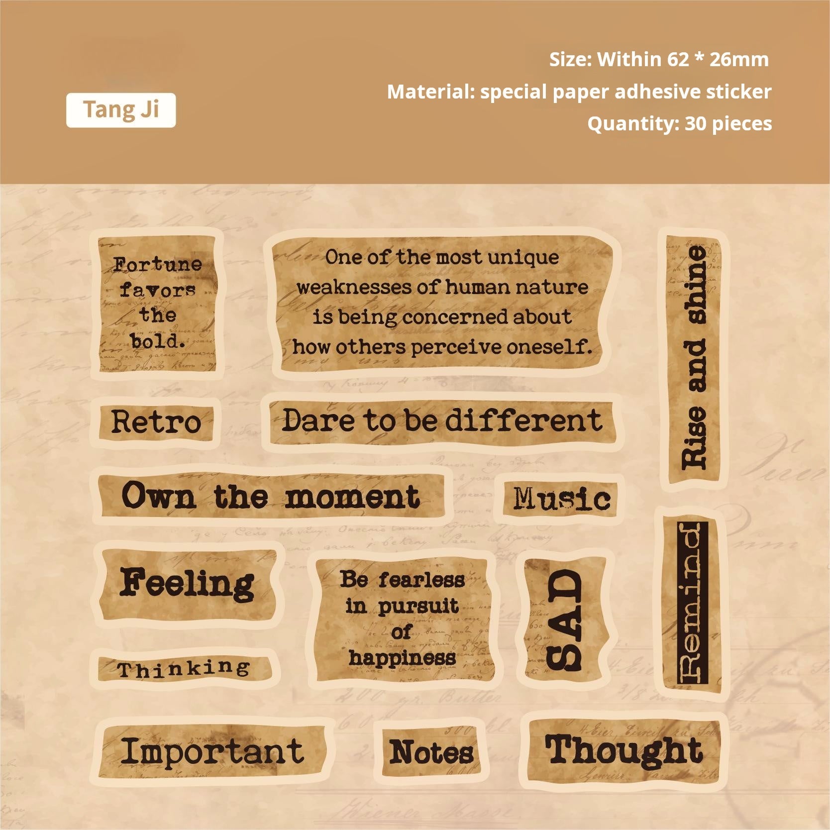 0514 English Paper Sticker -30Pcs each pack