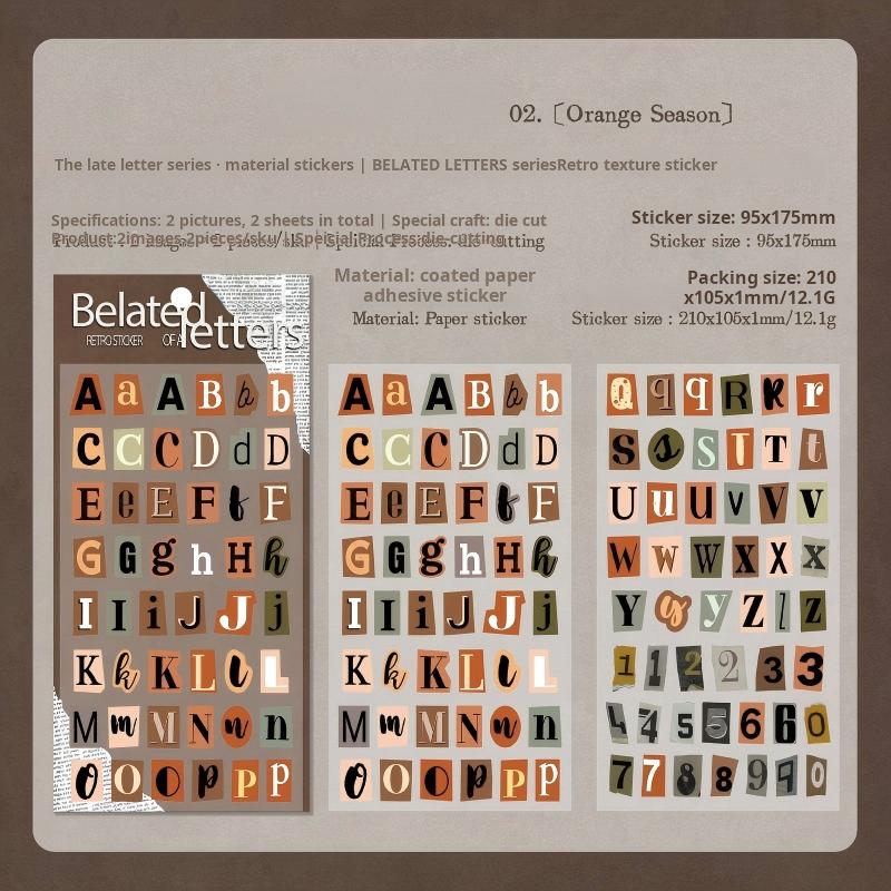 1203 Belated letter sticker -2Pcs each pack