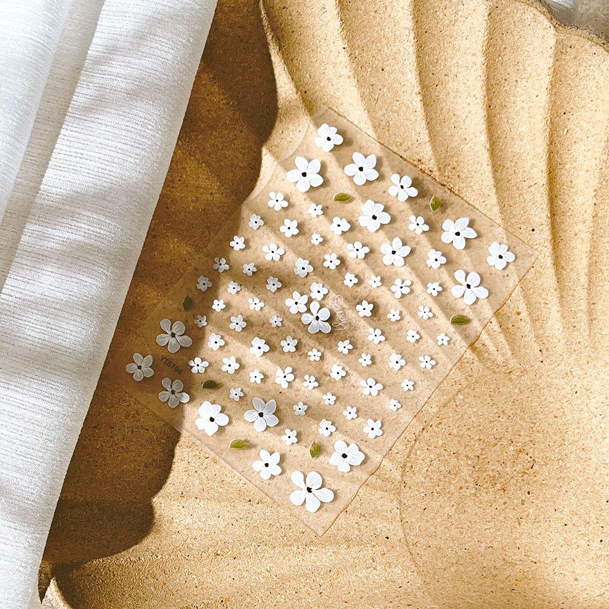 0824 M196- Flower Embossed Mini sticker 1 Pcs