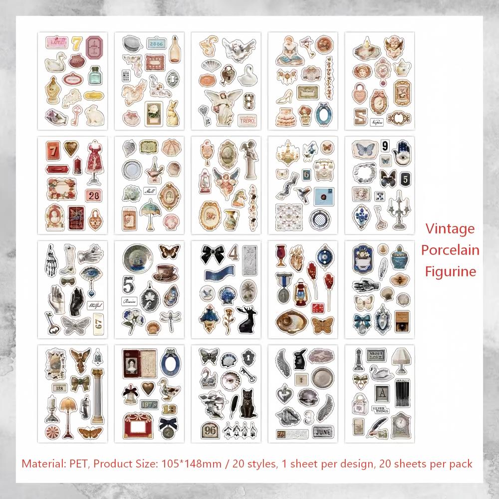 Vintage Catalog PET Sticker Book -20Pcs each pack