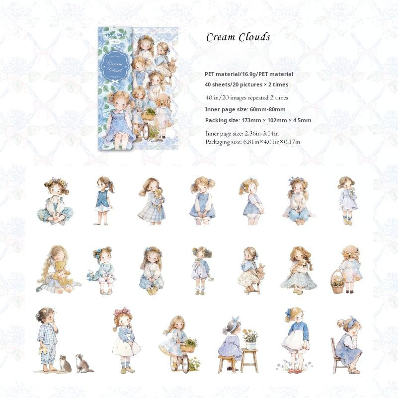 0626 Little girl PET Sticker -40Pcs each pack