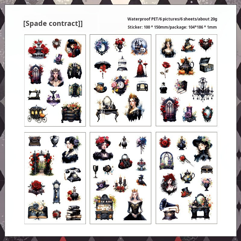 0611 Flower and girls PET precut sticker -6Pcs each pack
