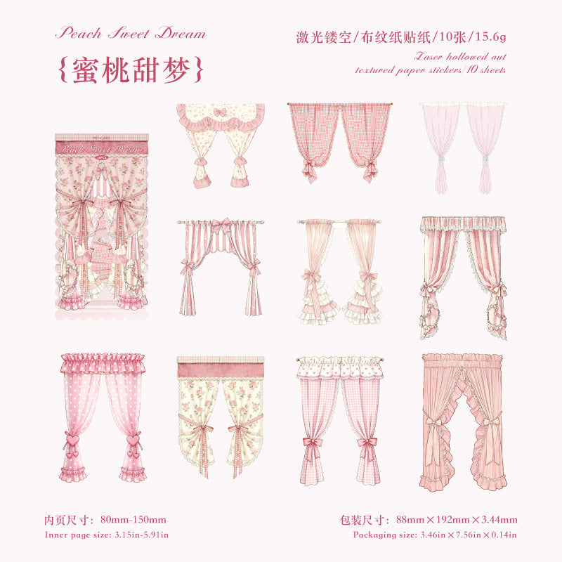 Vintage Curtain Paper Stickers -10Pcs each pack