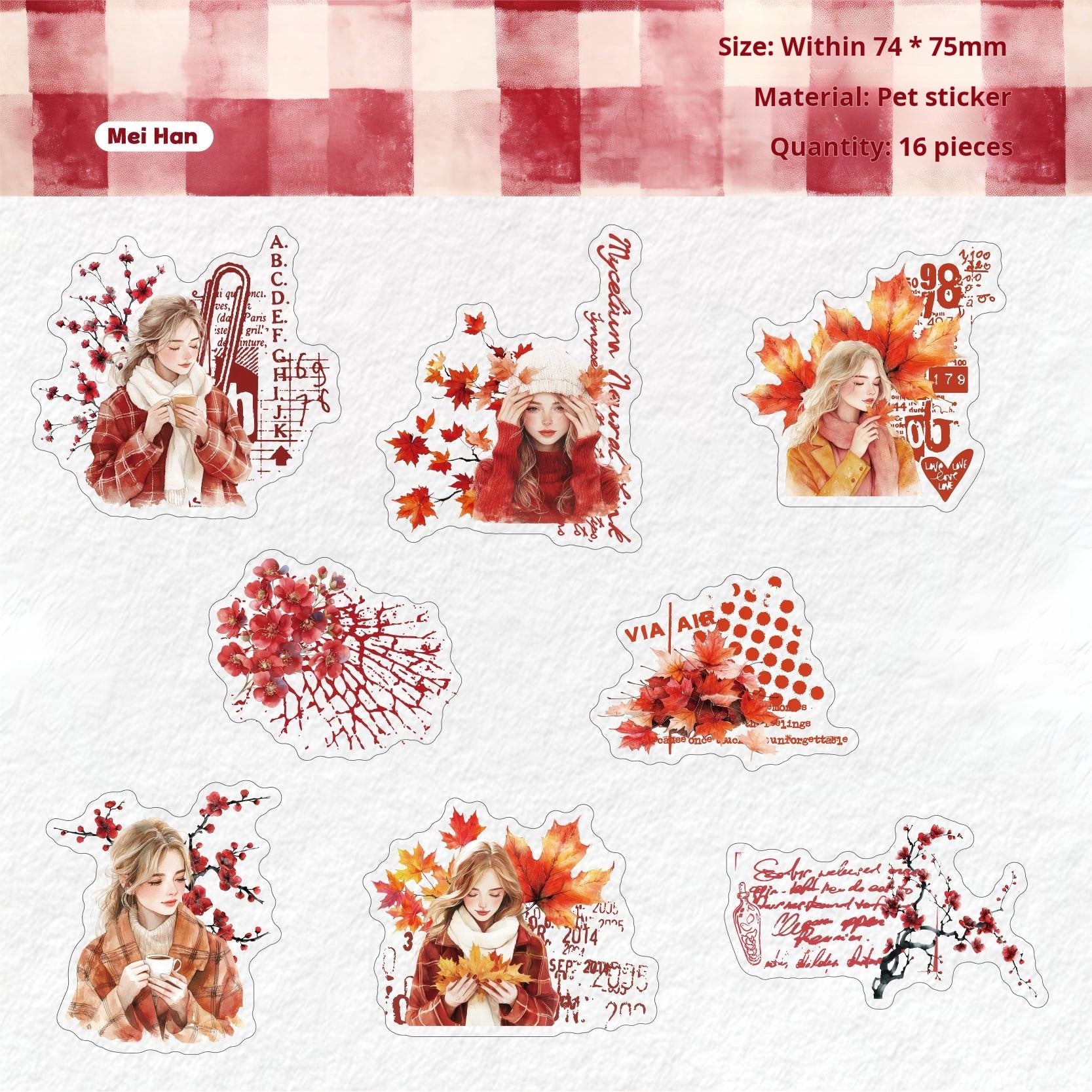 1127 Warm winter PET sticker -16Pcs each pack