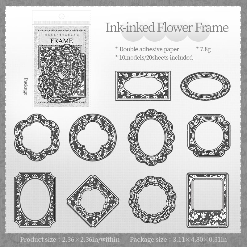 260306 Frame collection die cut Solid Sticker -20Pcs each pack