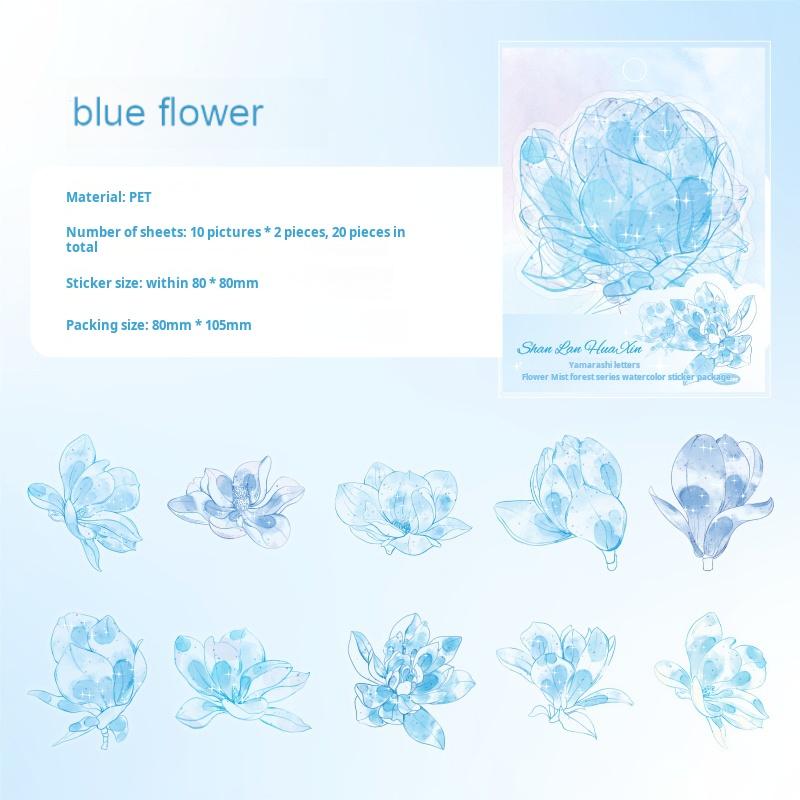 0614 Watercolor flowers PET sticker -20Pcs each pack