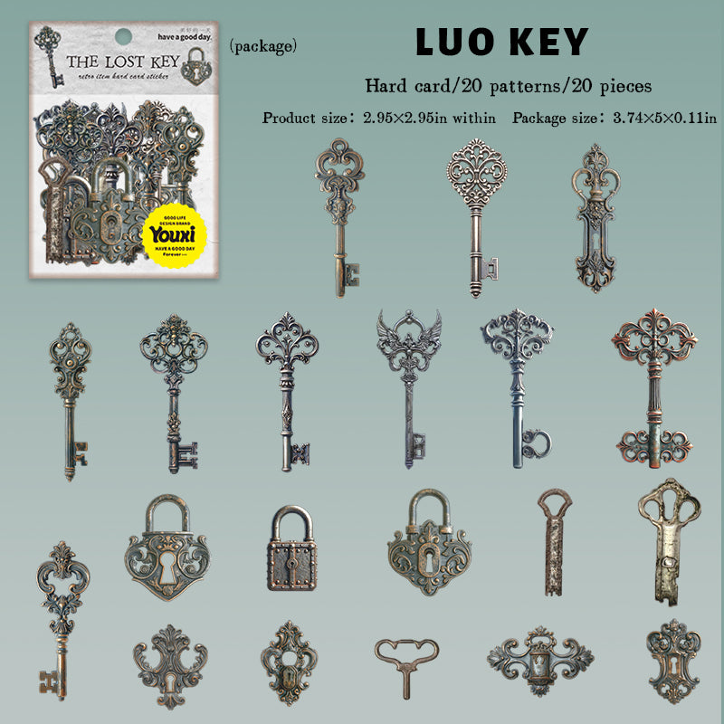 0807 Keys and locks cardstock Sticker -20Pcs each pack
