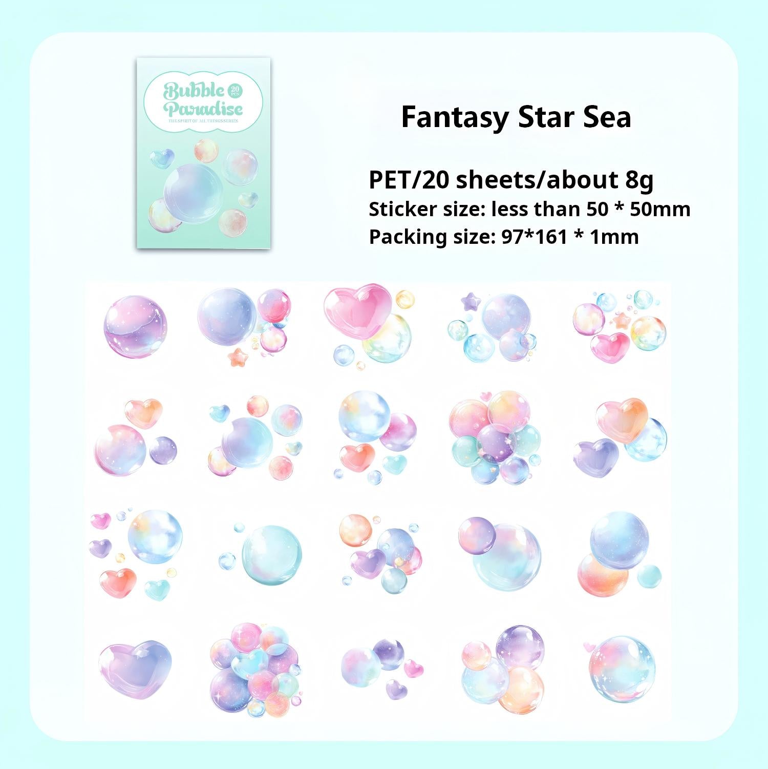 260128 Dreamy bubble PET sticker -20Pcs each pack