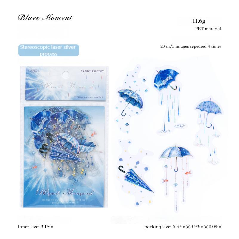 0828 Umbrella PET Sticker -20Pcs each pack