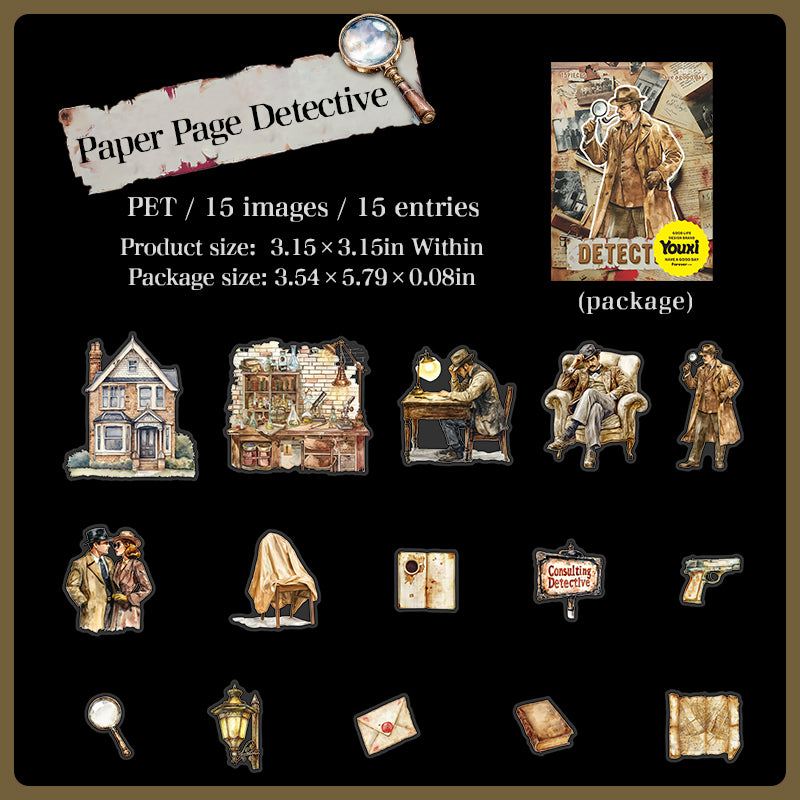 0902 Holmes's Journal PET Sticker -15Pcs each pack