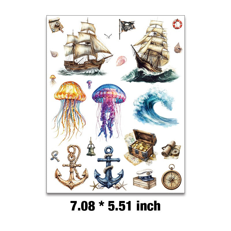 E-195- Nautical collection Embossed sticker 1 Pcs