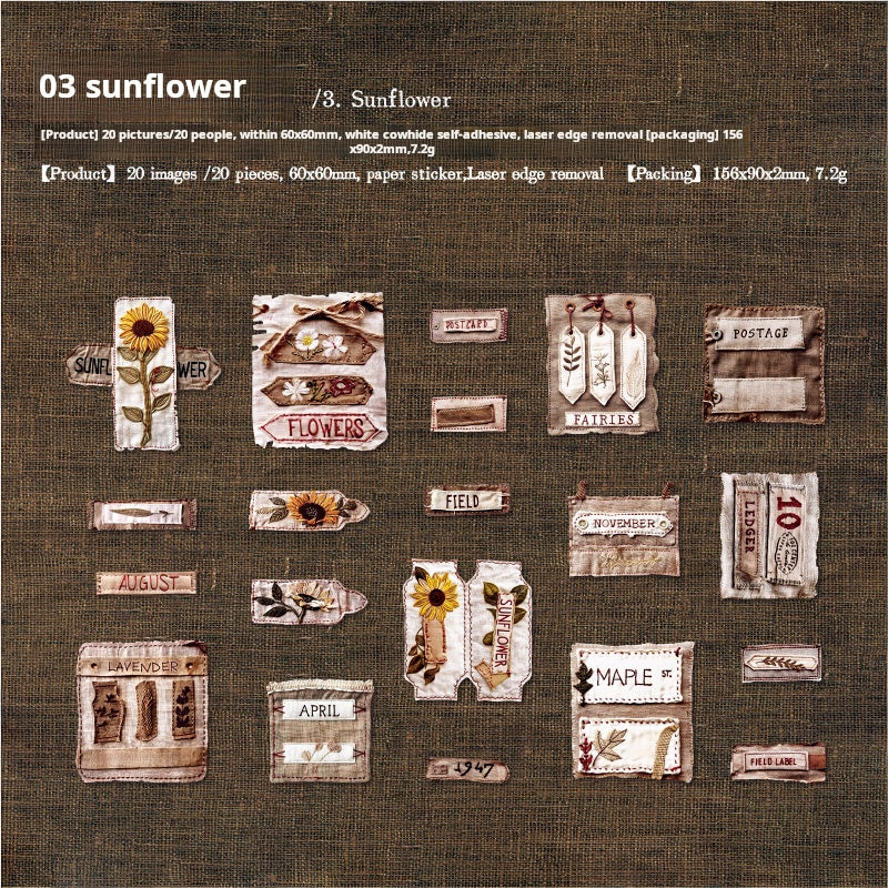 1027 Vintage cloth label sticker -20Pcs each pack