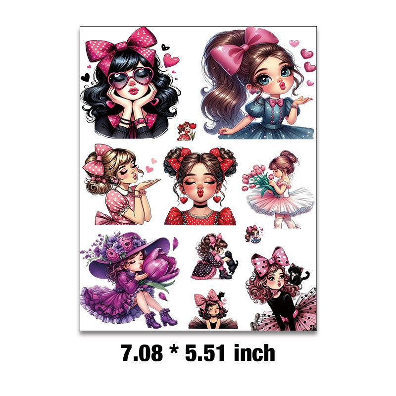 E-158- Cute little girl Embossed sticker 1 Pcs