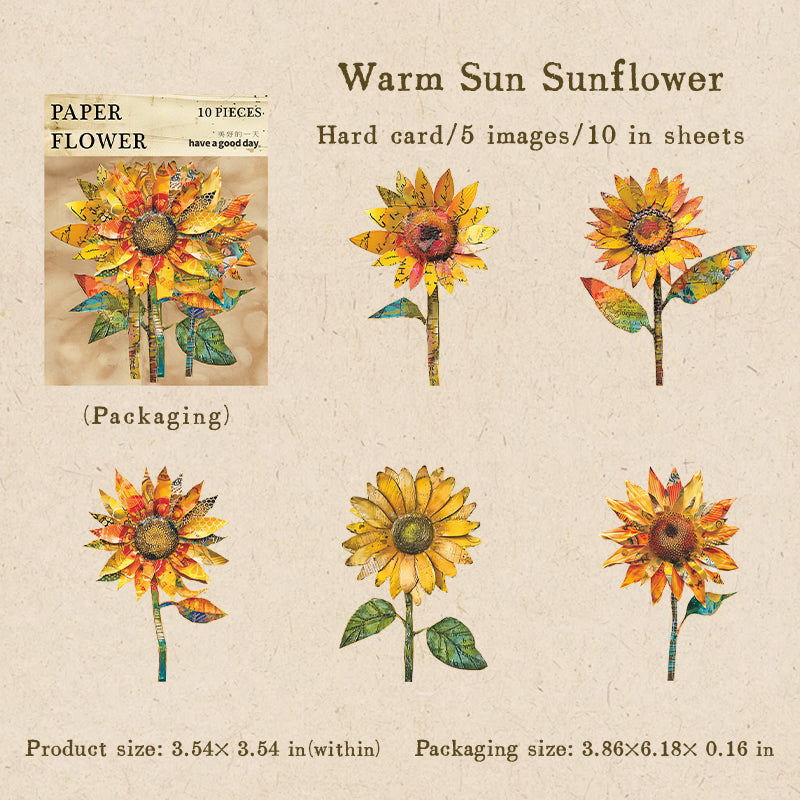0826 Vintage plant cardstock Sticker -10Pcs each pack