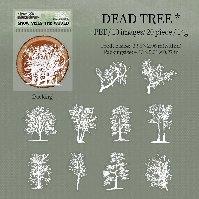 1129 Snow veils the world PET sticker -20Pcs each pack