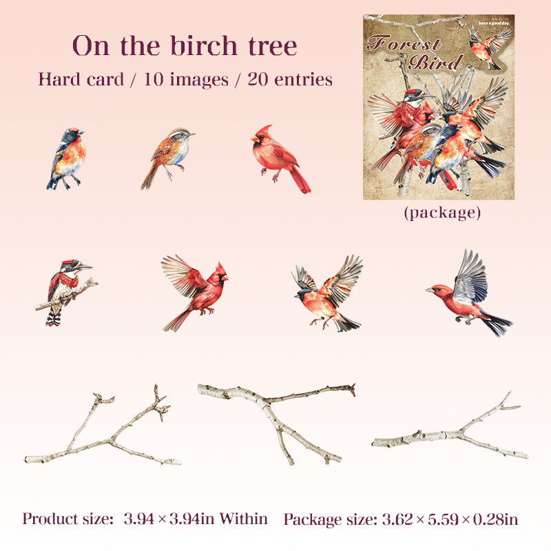 1225 Forest bird cardstock sticker -20Pcs each pack