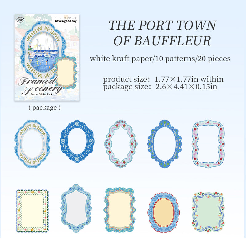 Provencal Floral Border Solid Sticker -20Pcs each pack