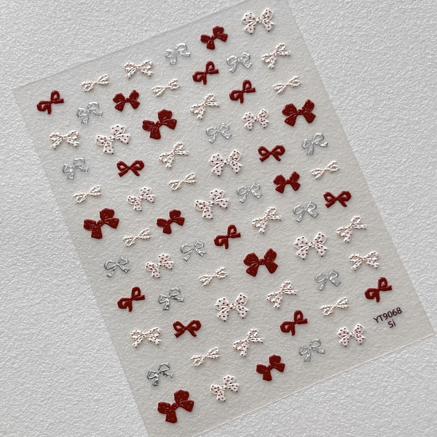 M315- Polka Dot Bow Mini Embossed sticker 1 Pcs