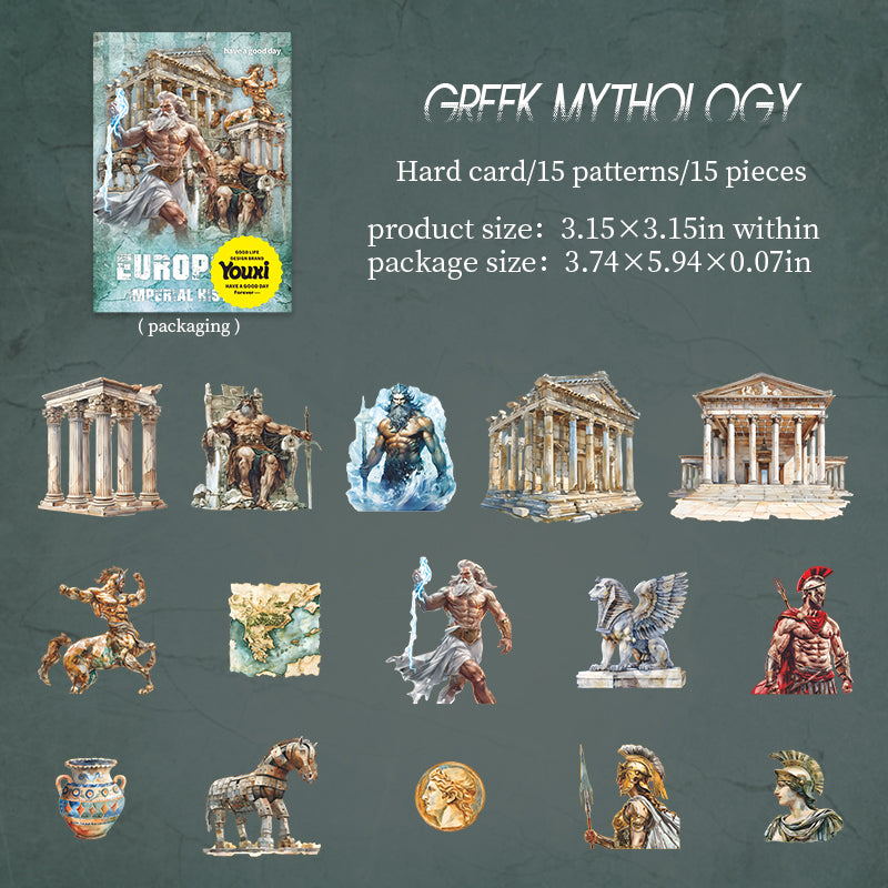 0826 Vintage myth cardstock Sticker -15Pcs each pack