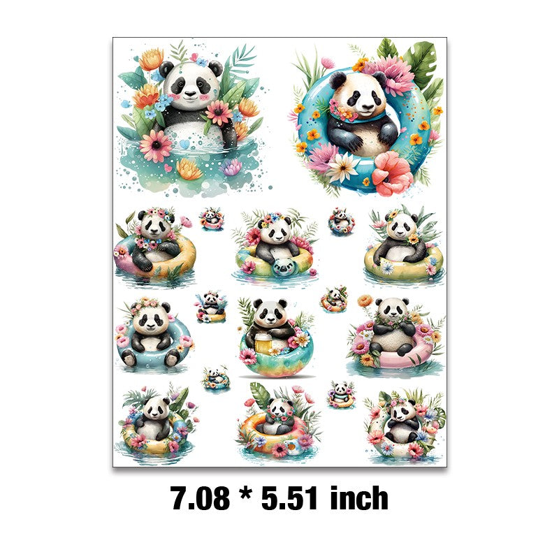 E-94- Summer panda Embossed sticker 1 Pcs