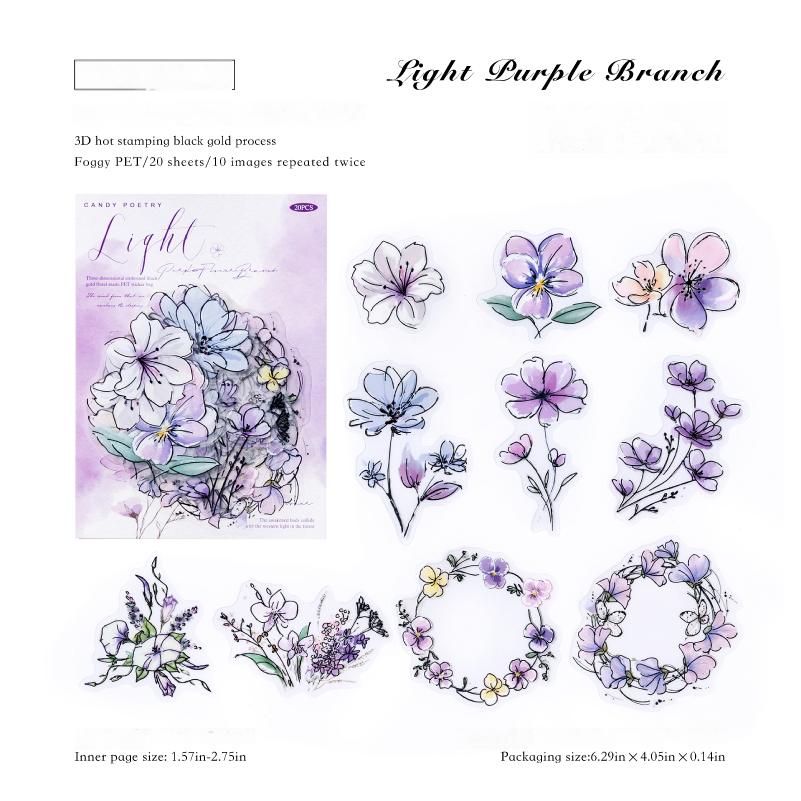 0827 Flowers PET Sticker -20Pcs each pack