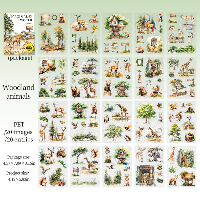 0514 Animal World PET Sticker Book -20Pcs each pack