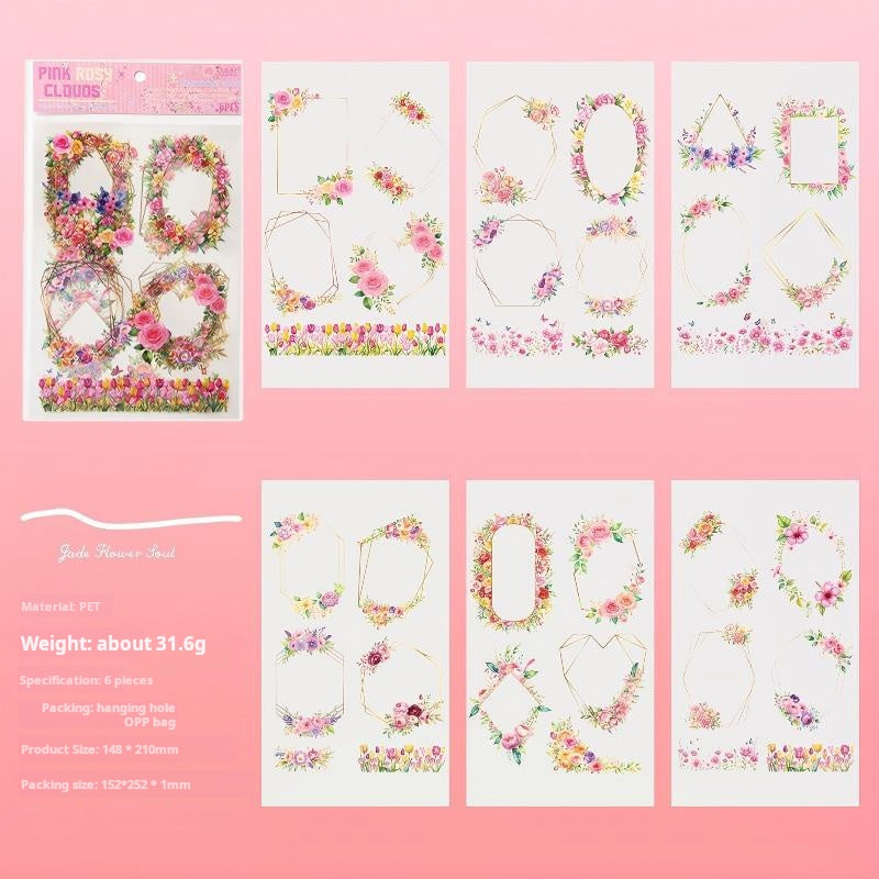 0925 Wreath PET Sticker -6Pcs each pack