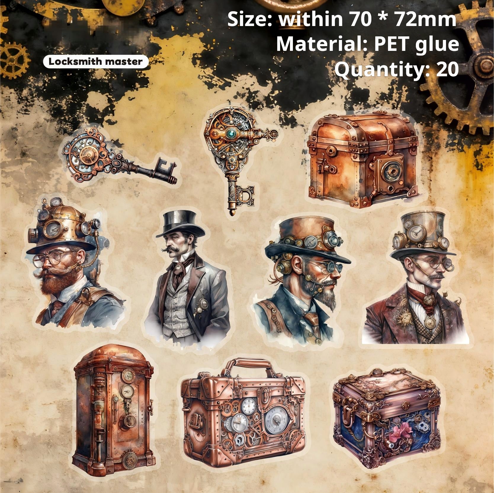 1112 Steampunk era PET sticker -20Pcs each pack