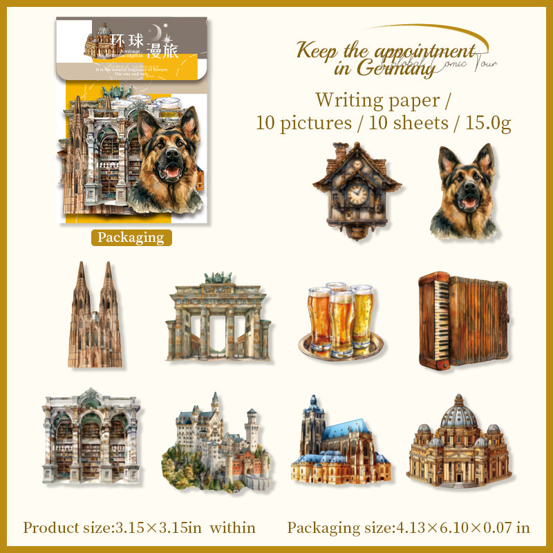 0621 Around the world cardstock Sticker -10Pcs each pack