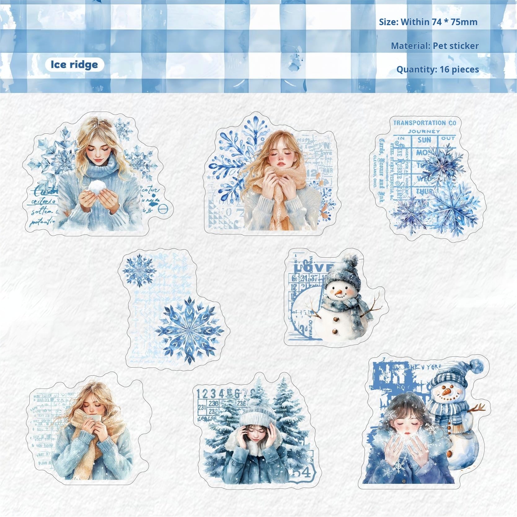 1127 Warm winter PET sticker -16Pcs each pack