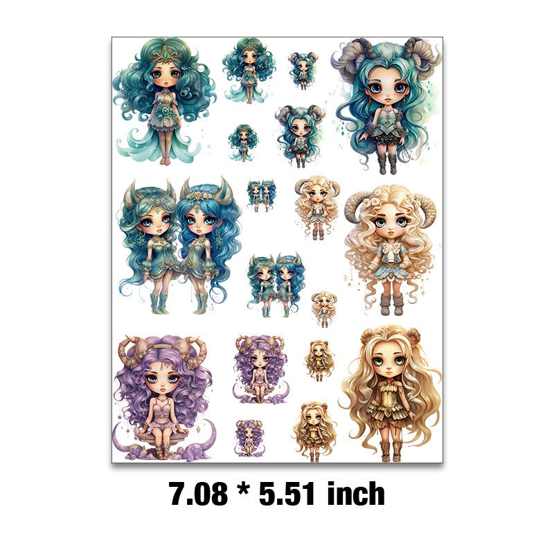 E-97- Constellation Girl Embossed sticker 1 Pcs