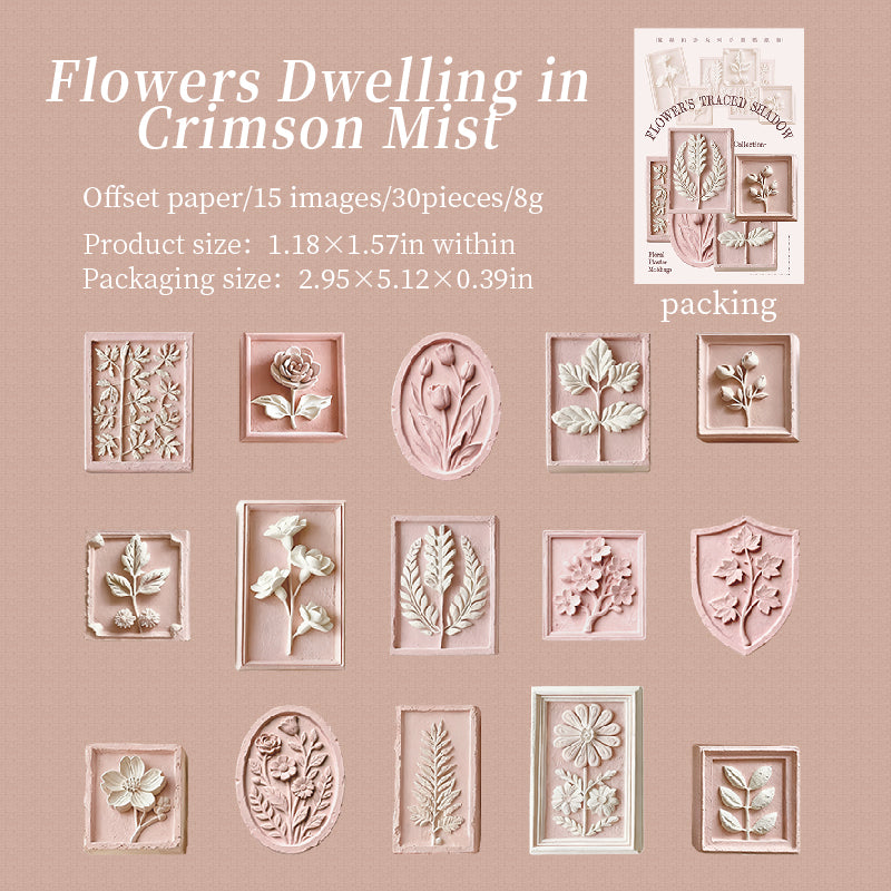 1229 3D Flowers sticker -30Pcs each pack