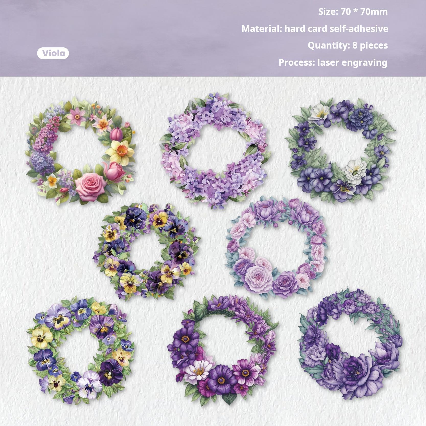 0813 Wreath cardstock Sticker -8Pcs each pack