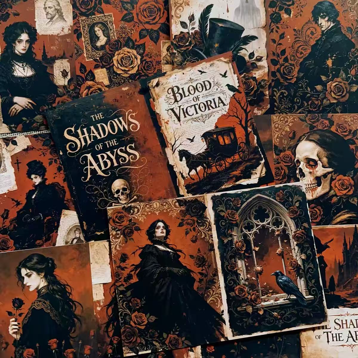 A4 size Vintage Gothic Vampires Style paper 4 pcs (Uncut, with white borders)