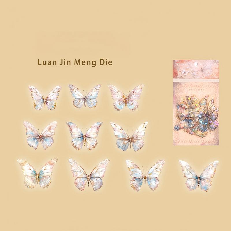 1011 Laser Gold Butterfly PET sticker -20Pcs each pack